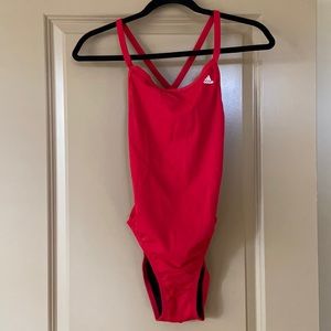 Adidas Solid Red Swimsuit